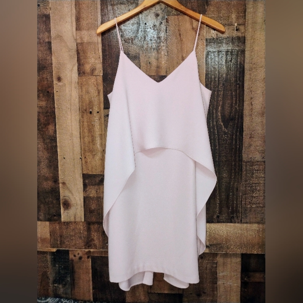 Chic Women's Layered Spaghetti-Strap Dress - Light Pink